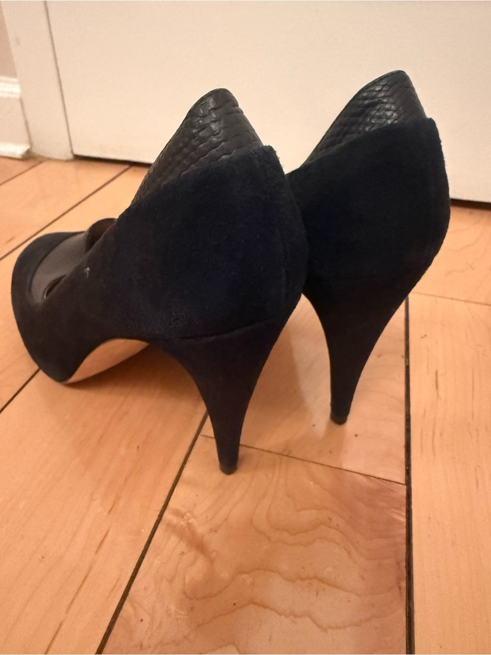 Cynthia Vincent Black Suede Pump with Textured Vamp - Picture 5 of 5